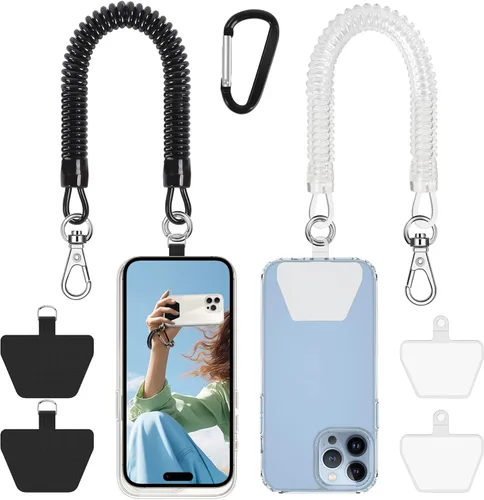 Miniatura 8 de Doormoon - Cordón para teléfono con parche, correas elásticas universales y anclaje para funda de teléfono para anti-caída al aire libre para esquí