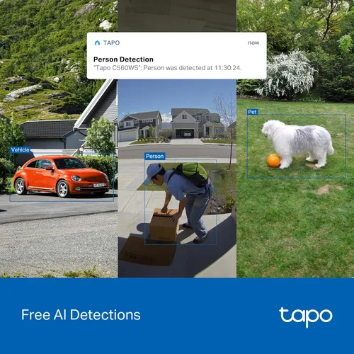 Miniatura 4 de Tapo - Cámara de seguridad para exteriores con cable, panorámica/inclinación, 4K 8MP, detección gratuita de personas/vehículos y vista de 360°