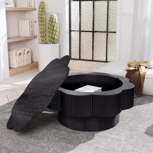Miniatura 17 de KEVINSPACE Mesa auxiliar redonda pequeña para sala de estar, mesa auxiliar circular de madera, mesita de noche para apartamento, dormitorio, Ø 23.4