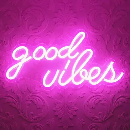 DECANIT Letrero de neón rosa Good Vibes, 16.1 x 8.3 pulgadas, letreros de neón LED para decoración de pared, luces de neón estéticas alimentadas por