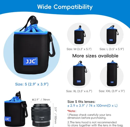 Miniatura 3 de JJC Funda de neopreno con cordón para lente de cámara, bolsa protectora para lentes sin espejo de hasta 2.9 x 3.9 (D X H) para Canon RF 1.378 in EF