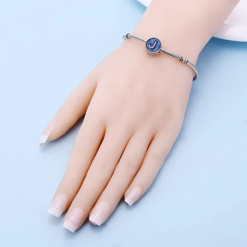 Miniatura 5 de Cuentas de plata de ley 925 sólidas con letras de la A a la Z opciones de regalo del alfabeto para pulseras europeas Pandora Plata esterlina