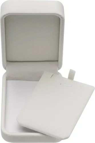 Miniatura 3 de Caja de regalo de joyería de terciopelo clásico para collar colgante (blanco)