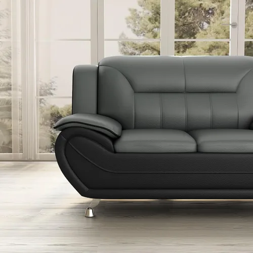 Miniatura 14 de Container Furniture Direct Sofá y sofá biplaza de piel sintética de estilo moderno con reposabrazos extra cómodos, ideal para sala de estar