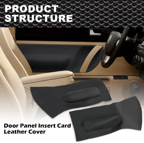 Miniatura 8 de CNNELL Cubierta de cuero para tarjeta de inserción de panel de puerta, compatible con VW Beetle 1998-2010, 2 unidades, color negro