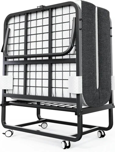 Miniatura 9 de Cama plegable con colchón - Cama portátil plegable enrollable para adultos para invitados, colchón de espuma viscoelástica lujosa de 5 pulgadas