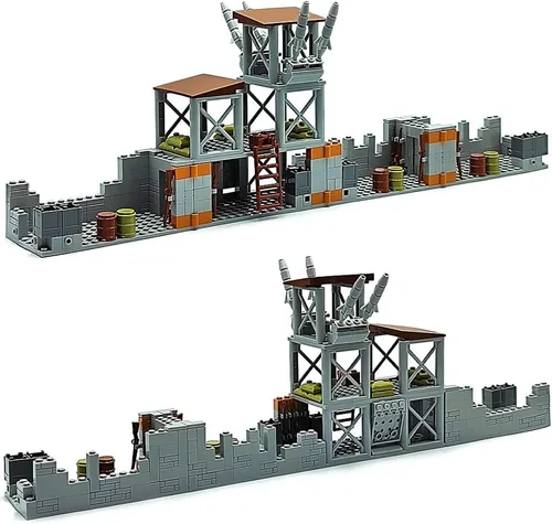 Miniatura 4 de Conjunto de bloques de construcción de base militar ZHX para accesorios de guerra de minifiguras del ejército, torre de guardia de base de defensa