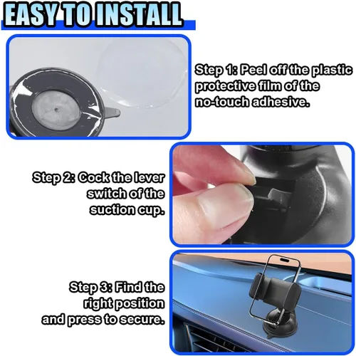 Miniatura 6 de Soporte para teléfono celular de automóvil, soporte de teléfono automático ajustable en 360° con ventosa fuerte, soporte de navegación