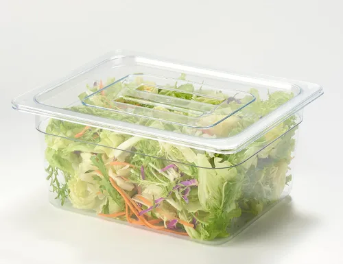 Miniatura 3 de CURTA Paquete de 6 cubiertas NSF para bandeja de alimentos, tapa de policarbonato transparente de tamaño 1/2 con asa para bandeja de alimentos