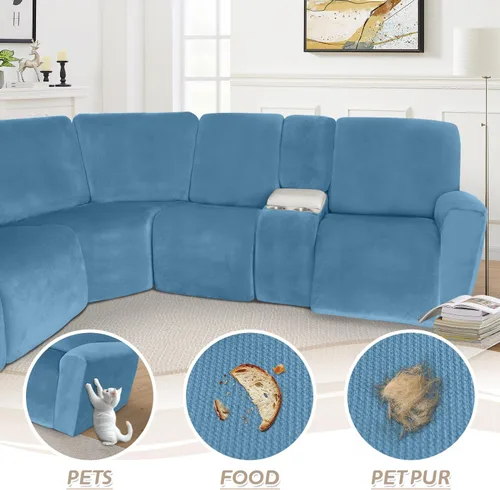 Miniatura 561 de Arfntevss Fundas de sofá seccional reclinable de terciopelo, Funda de sofá seccional de esquina para sofá reclinable, Funda elástica suave