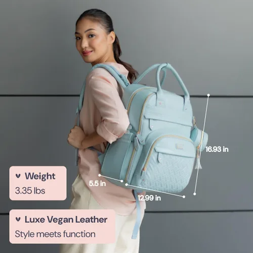 Miniatura 35 de BabbleRoo - Mochila para pañales - Bolso de viaje con artículos esenciales para bebés - Mochila multifunción resistente al agua, bolso de viaje