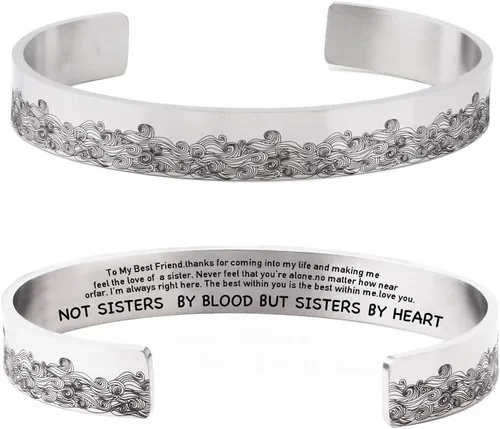 Miniatura 3 de Fuqimanman2020 Pulseras inspiradoras para mujeres y niñas, regalo personalizado para ella, brazalete de mantra grabado, cumpleaños, Navidad, joyería