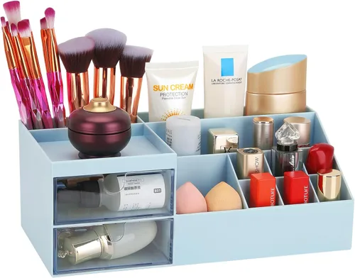 LETURE Organizador de Escritorio, Caja Organizadora de Tocador de Maquillaje Cosmético, Almacenamiento de Maquillaje para Mostrador de Baño para