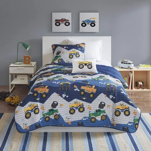Miniatura 2 de Intelligent Design Juego de edredón reversible Nash para niños, diseño divertido y vibrante, ropa de cama ligera para todas las estaciones, colcha