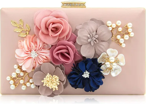 Milisente - Bolso tipo clutch de diseño floral, bolso de noche para mujer, para novias, bodas