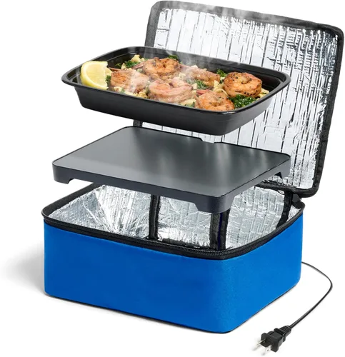 HOTLOGIC Mini lonchera térmica - Calentador eléctrico portátil de alimentos para hombres y mujeres - Ideal para el trabajo, la oficina y la Azul