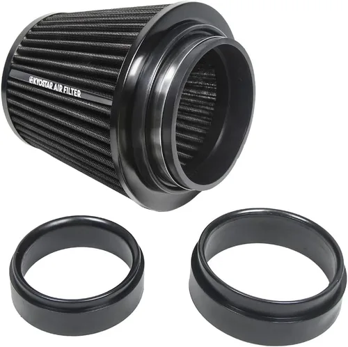 Miniatura 150 de KYOSTAR Filtro de aire universal de alto flujo de 3" (76 mm), entrada de aire frío de cono reutilizable, alto rendimiento, lavable, kit de aire seco