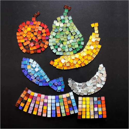 Miniatura 7 de 100 Piezas de Azulejos de Mosaico a Granel de Colores Surtidos, Azulejos de Vidrio Opaco para Manualidades de Mosaico DIY, Adornos para el Hogar