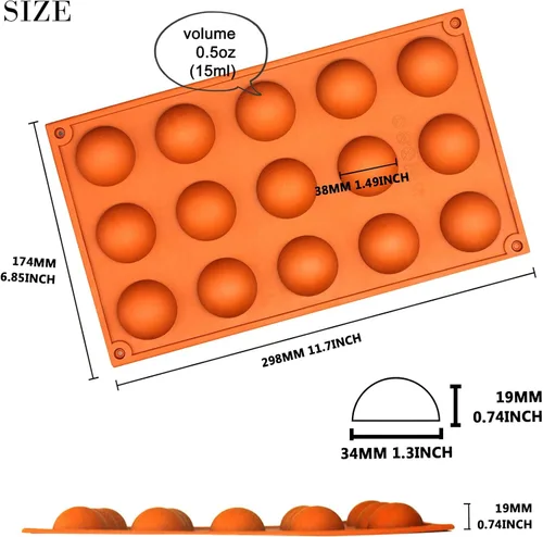 Miniatura 3 de FUNSHOWCASE Molde de silicona de medio círculo, molde para hornear bomba, para té, tamaño surtido, 4 pulgadas, hemisferio, 4 tamaños, pequeño