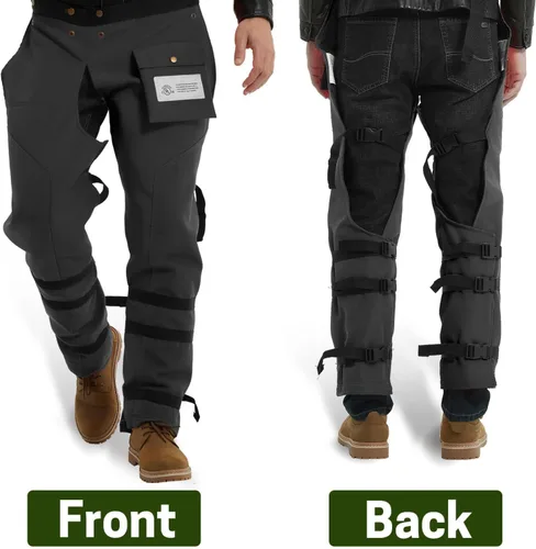 Miniatura 4 de Delantal protector de 8 capas para motosierra, pantalones ajustables para motosierra, para madereros, trabajadores forestales clase A Negro