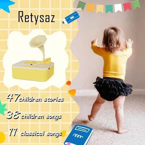Miniatura 3 de Fonógrafo para niños con 96 tarjetas, reproductor de música de cuentos para niños de 3 a 6 años, juguete sensorial musical para niños y niñas
