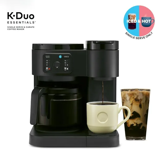 Miniatura 6 de K-Duo Essentials - Cafetera para bebidas calientes y frías, cafetera de una porción con cápsulas KCup y jarra de goteo para 12 tazas, depósito