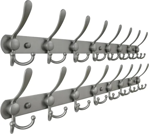 Miniatura 14 de Dseap - Perchero para pared, 5 ganchos triples, resistente, acero inoxidable, riel de gancho de metal para abrigos, sombreros, toallas, bolsos