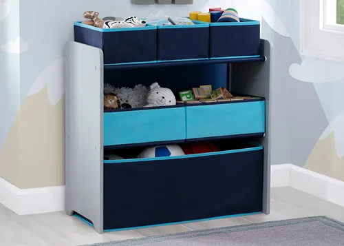 Miniatura 2 de Delta Children Design and Store Organizador de juguetes de 6 compartimientos, gris/azul