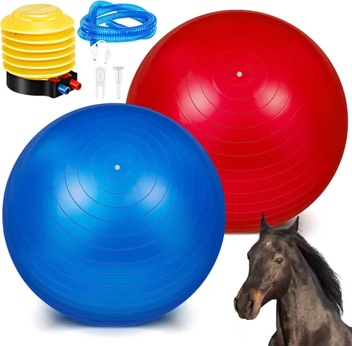 Miniatura 9 de Sotiff 2 pelotas de caballo de 40 pulgadas para jugar, caballo grande, equino, pastoreo, antiestallido, pelota de fútbol gigante para perro, bomba
