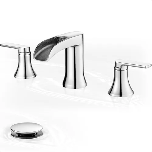 Miniatura 13 de Grifo de lavabo de baño de bronce aceitado con cascada de 3 agujeros, grifos de baño de latón de 4 a 8 pulgadas con drenaje emergente y líneas