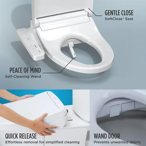 Miniatura 3 de TOTO® WASHLET® KC2 Asiento electrónico para bidé con asiento calefactado y tapa de cierre suave, redondo, blanco algodón - SW3023#01