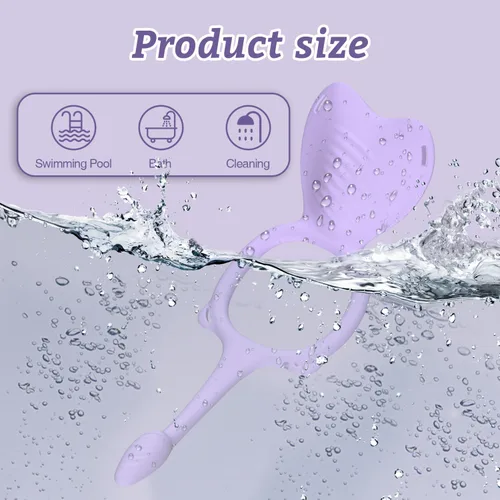 Miniatura 4 de Vibrador portátil para parejas, juguete sexual 3 en 1 manos libres, anillo de pene para intimidad nocturna, 9 modos de silicona suave BDSM