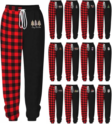 Miniatura 5 de Pantalones deportivos con estampado de Navidad, ropa de otoño e invierno para mujer, casual, cómoda, con cordón, talla grande