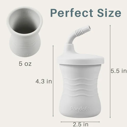 Miniatura 7 de PandaEar Vaso de entrenamiento de silicona, paquete de 3 tazas para beber con popote para bebés y niños pequeños de 6 meses en adelante