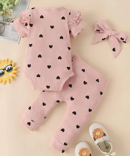 Miniatura 3 de Conjunto de mameluco y pantalón de manga larga para niña de 3 piezas