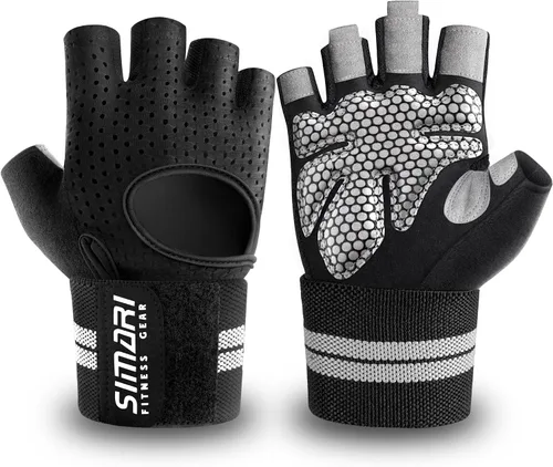 Miniatura 7 de SIMARI Guantes de entrenamiento transpirables para hombres y mujeres, guantes acolchados para levantamiento de pesas con soporte para muñecas