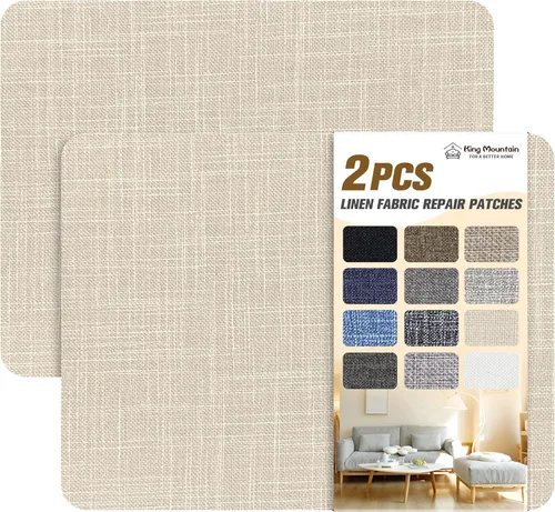 Miniatura 113 de KING MOUNTAIN Parches de reparación de lino fino, tela autoadhesiva, 8 x 11 pulgadas, 2 unidades, multicolor, para sofá de lino (beige)