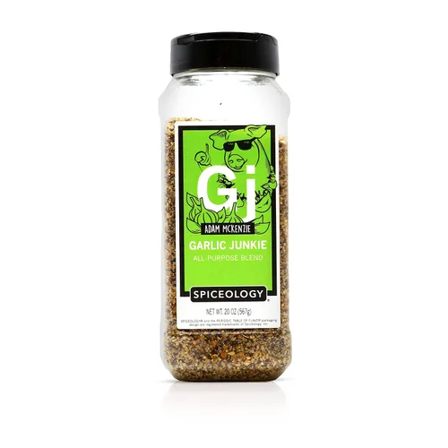 Spiceology & Adam McKenzie - Adicto al ajo - Condimento multiusos, masajes para barbacoa y mezclas de especias - Uso en: pechuga de res, carne en
