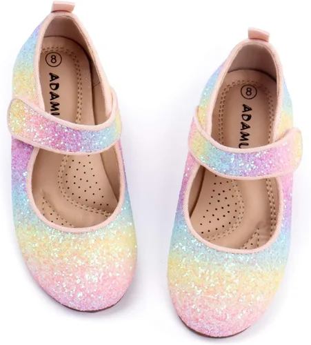 ADAMUMU Zapatos de vestir para niñas, zapatos brillantes para niñas, zapatos de vestir para uniforme escolar de princesa Mary Jane, zapatos de