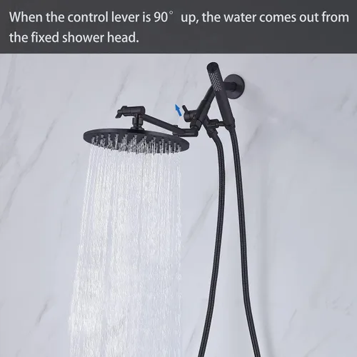 Miniatura 6 de G-Promise Combo de cabezal de ducha todo metal doble, cabezal de ducha de lluvia de 8 pulgadas, varita de rociado manual, desviador suave de 3 vías