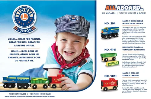Miniatura 2 de MasterPieces Lionel Santa Fe Cargo - Juego de tren de madera de 3 piezas, con licencia oficial para niños y niños