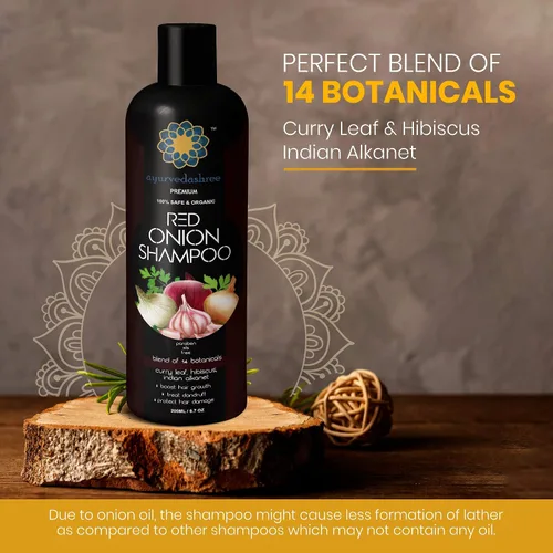 Miniatura 7 de AYURVEDASHREE Champú de cebolla roja para el crecimiento del cabello y control de caídas del cabello, con hoja de curry, hibisco, alanket indio