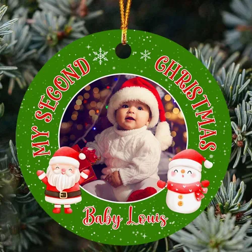 Miniatura 9 de Dino - Adorno de segunda Navidad para bebé, dinosaurio personalizado para niño/niña, regalo para nuevos padres, cumpleaños personalizado y nombre