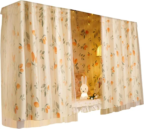 Miniatura 26 de Cortinas de gasa bonitas genéricas para litera con dosel de cama con encaje, 2 paneles, aguacate
