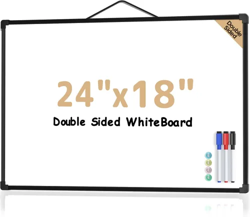 Miniatura 20 de MaxGear Pizarra de borrado en seco de doble cara, mini pizarra blanca colgante de 14 x 11 pulgadas, pequeña pizarra blanca con 3 marcadores