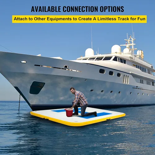 Miniatura 2 de Happybuy Muelle flotante inflable, plataforma de muelle inflable con bomba de aire eléctrica y bolsa de almacenamiento, balsa de plataforma estable