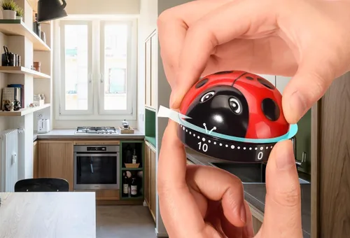 Miniatura 6 de Temporizador mecánico con forma de mariquita con cuerda de 60 minutos, temporizador giratorio manual de cuenta regresiva para horno, cocina, baño
