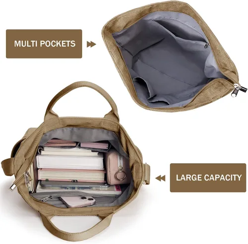 Miniatura 4 de KALIDI Bolso de mano de pana, bolso de mensajero con cremallera, bolso bandolera estilo hobo casual, para el trabajo, compras, para mujer