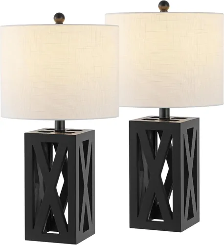 Miniatura 10 de JONATHAN Y JYL1062A Stewart 21.5" lámpara de mesa de madera LED industrial estilo francés campestre rústico para recámara, sala de estar, oficina