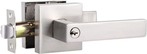 Miniatura 9 de Knobonly Paquete de 3 manijas reversibles de níquel satinado, manija de puerta de paso cuadrada para pasillo y armario